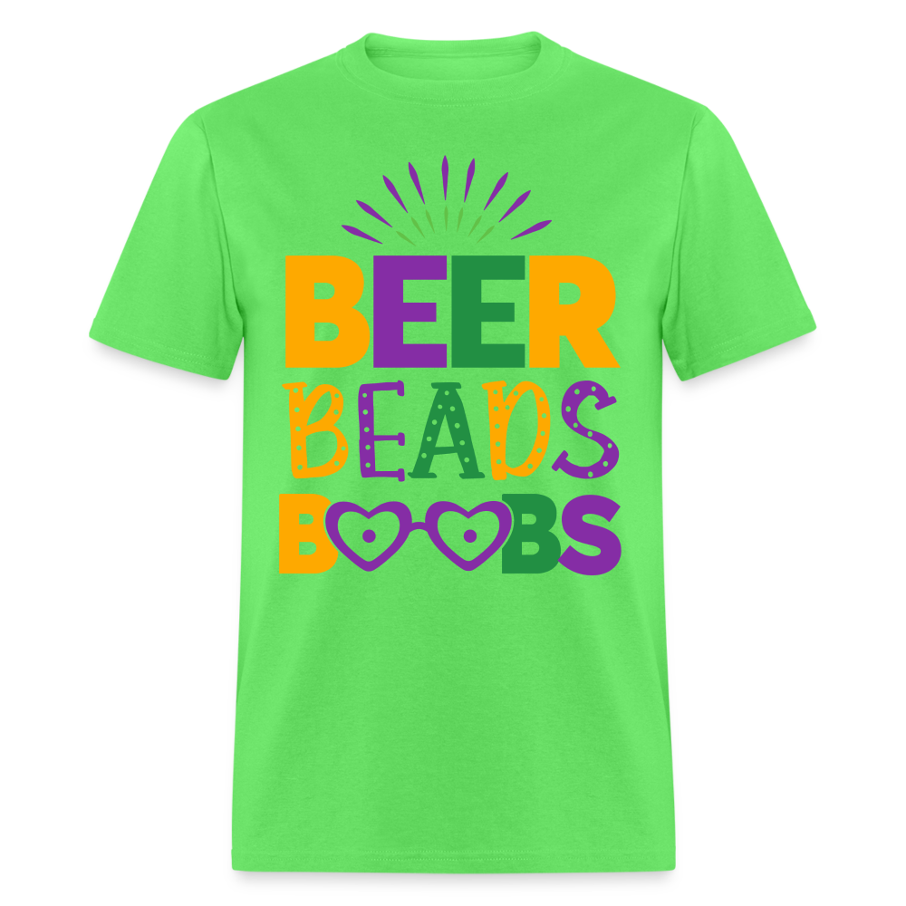 Beer Beads Boobs T-Shirt (Mardi Gras) - kiwi