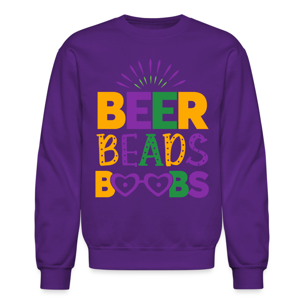 Beer Beads Boobs Sweatshirt (Mardi Gras) - purple