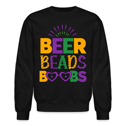 Beer Beads Boobs Sweatshirt (Mardi Gras) - black