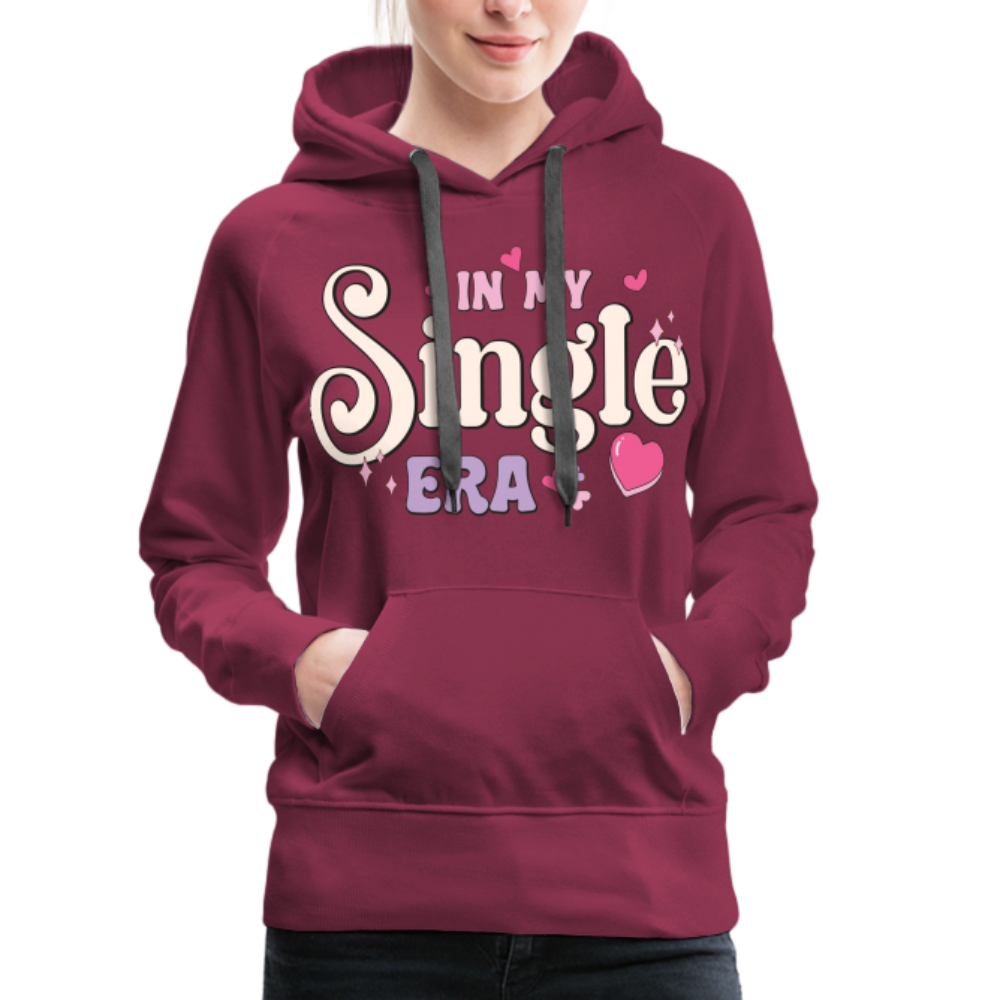In My Single Era : Women’s Premium Hoodie - burgundy