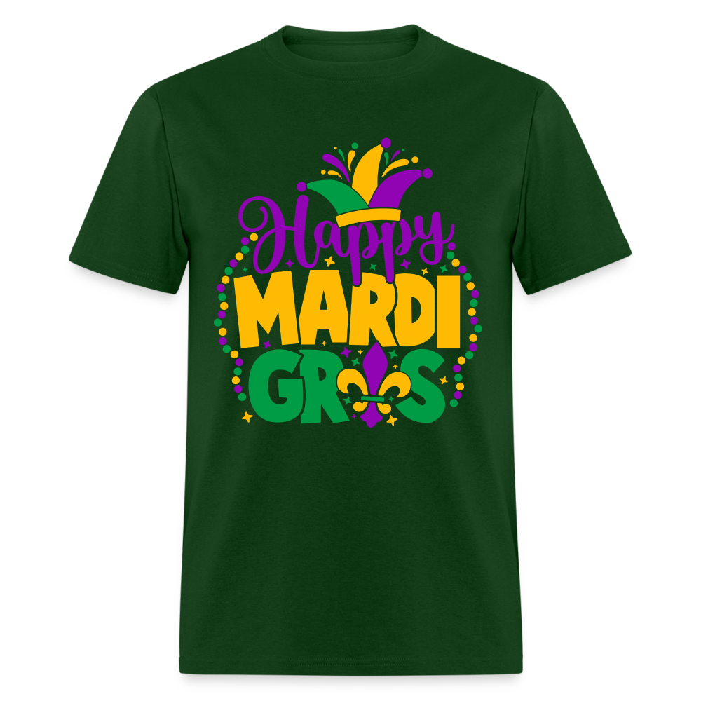 Happy Mardi Gras T-Shirt - forest green