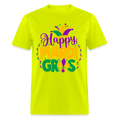 Happy Mardi Gras T-Shirt - safety green