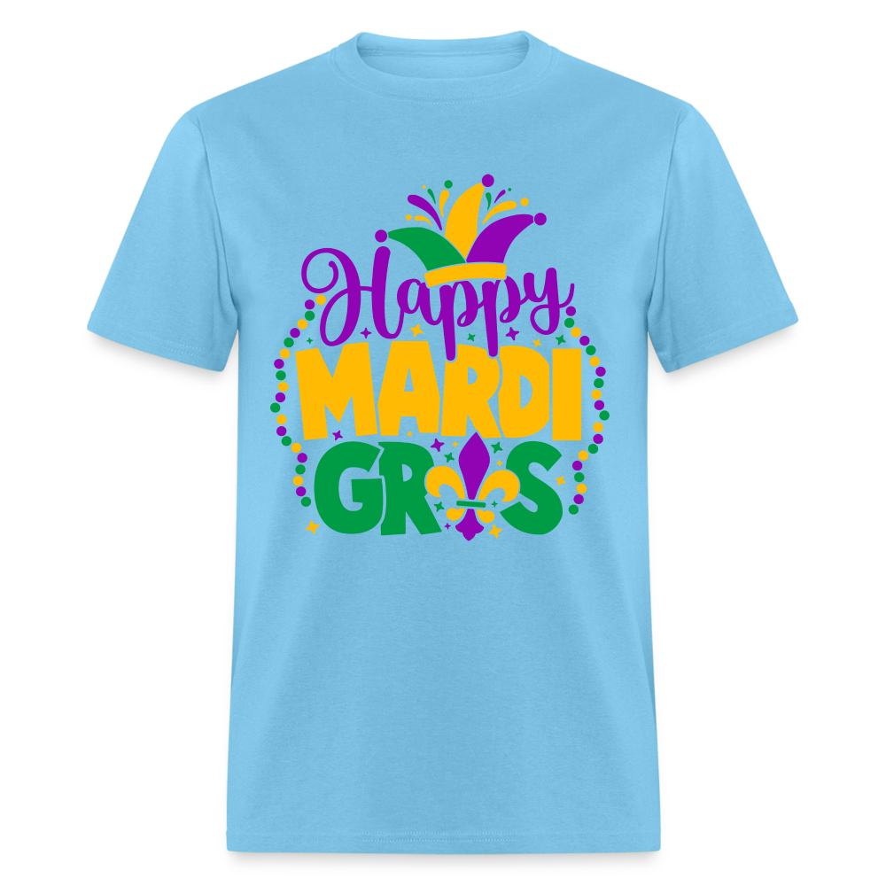 Happy Mardi Gras T-Shirt - aquatic blue