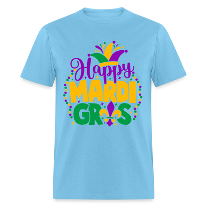Happy Mardi Gras T-Shirt - aquatic blue