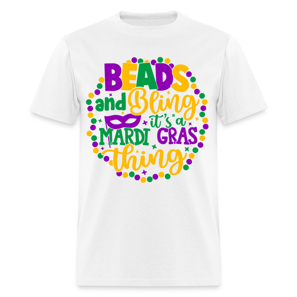 Beads and Bling It's A Mardi Gras Thing T-Shirt - white