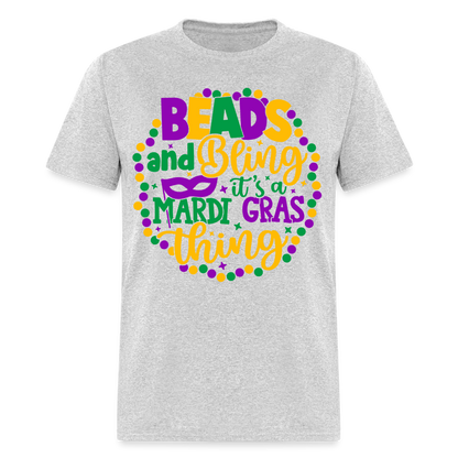 Beads and Bling It's A Mardi Gras Thing T-Shirt - heather gray
