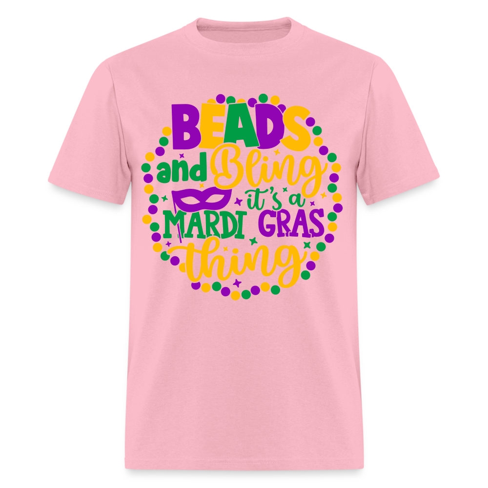 Beads and Bling It's A Mardi Gras Thing T-Shirt - pink