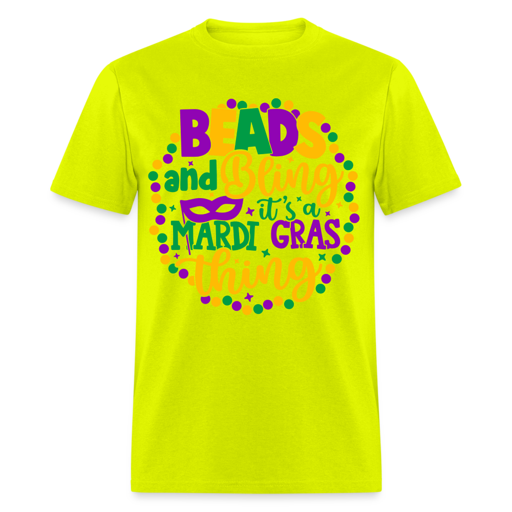 Beads and Bling It's A Mardi Gras Thing T-Shirt - safety green