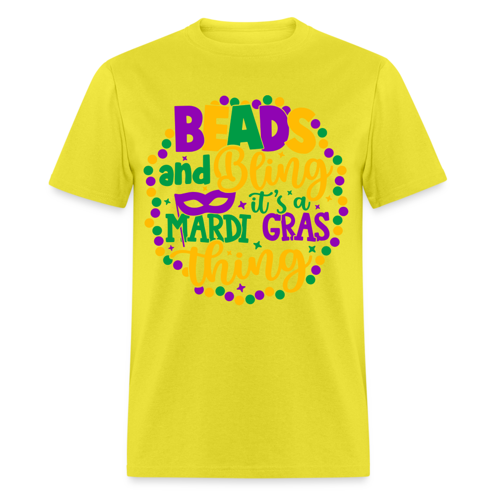Beads and Bling It's A Mardi Gras Thing T-Shirt - yellow
