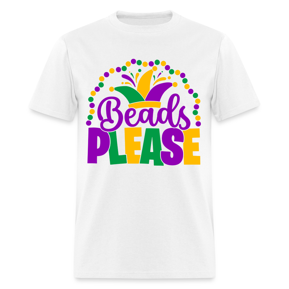 Beads Please T-Shirt (Mardi Gras) - white