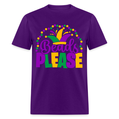 Beads Please T-Shirt (Mardi Gras) - purple