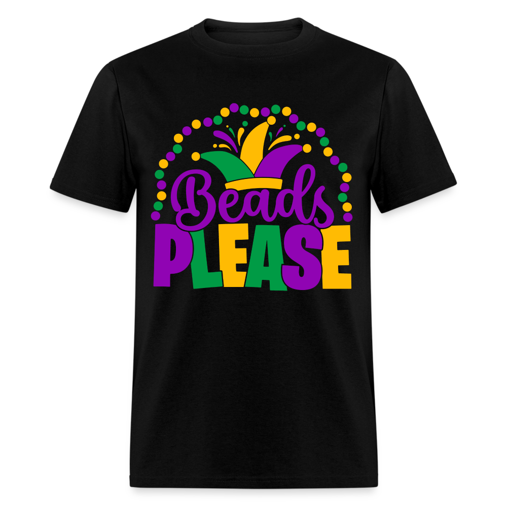 Beads Please T-Shirt (Mardi Gras) - black