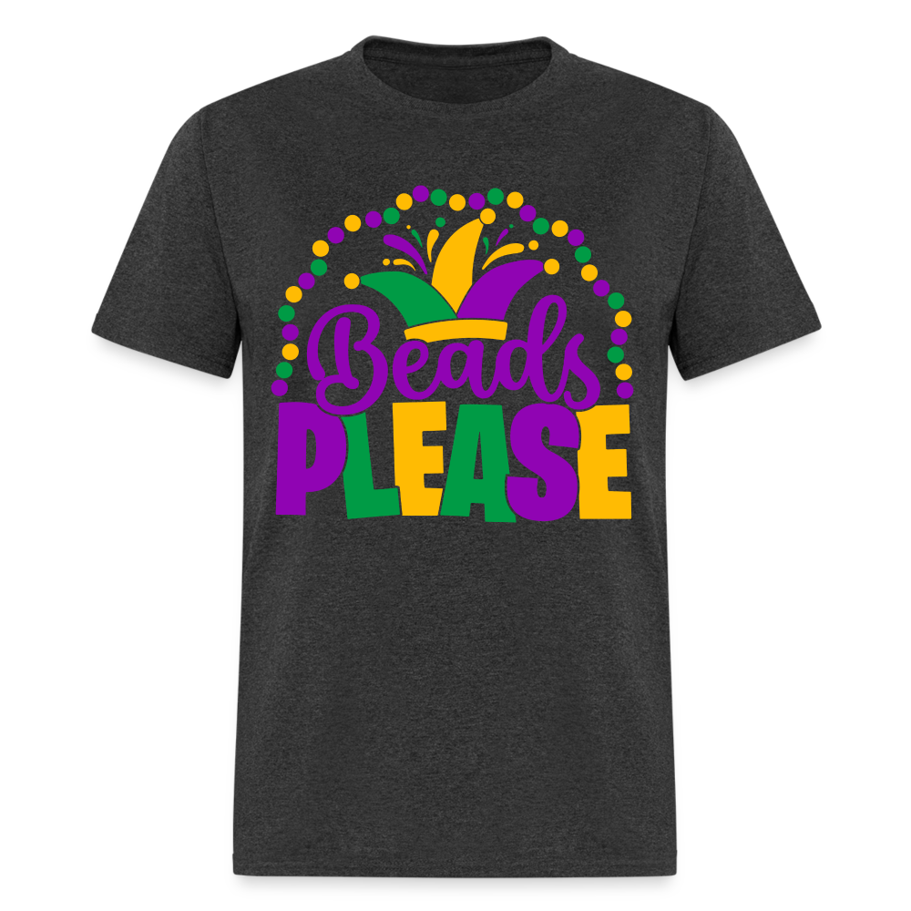 Beads Please T-Shirt (Mardi Gras) - heather black