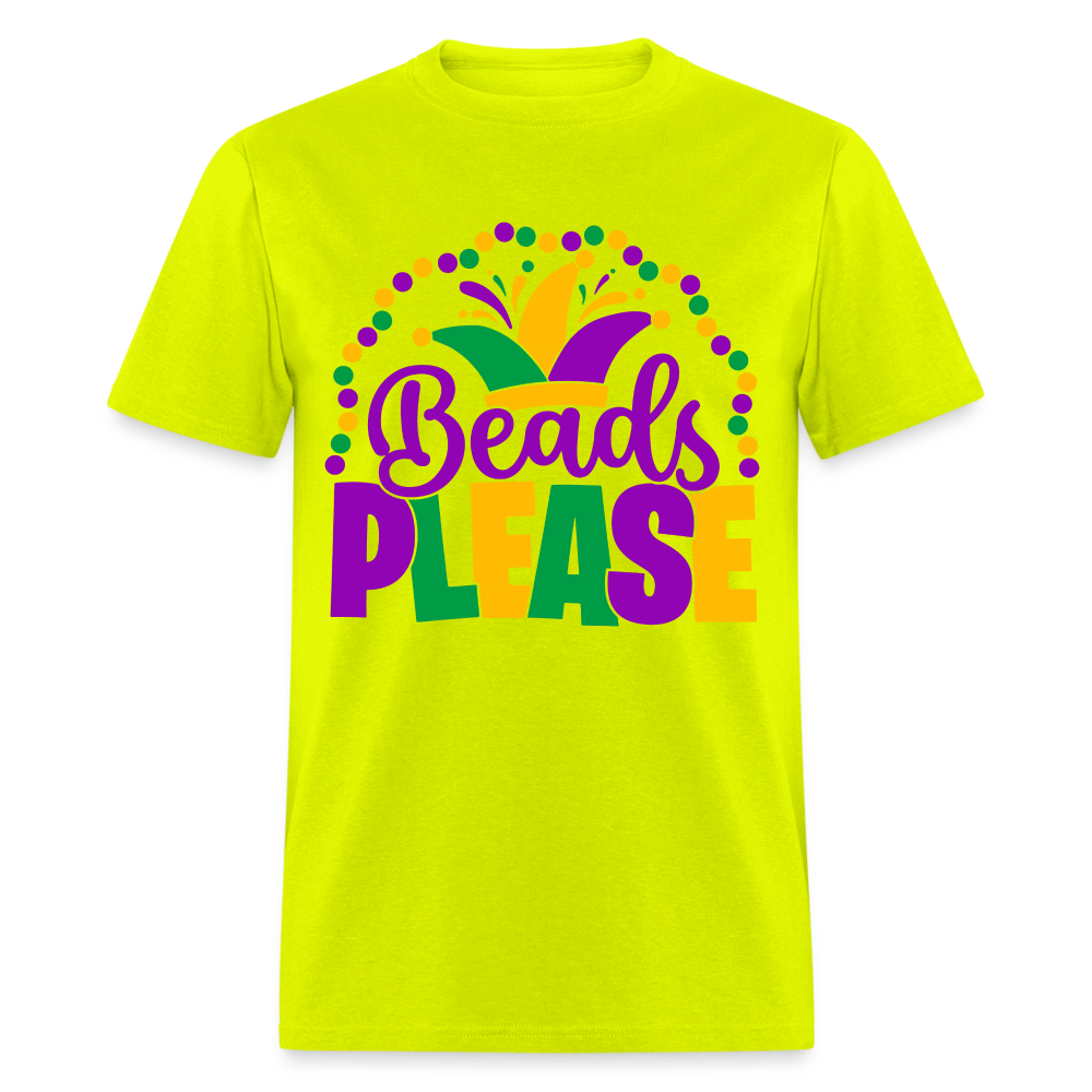 Beads Please T-Shirt (Mardi Gras) - safety green