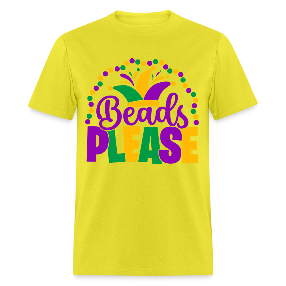 Beads Please T-Shirt (Mardi Gras) - yellow