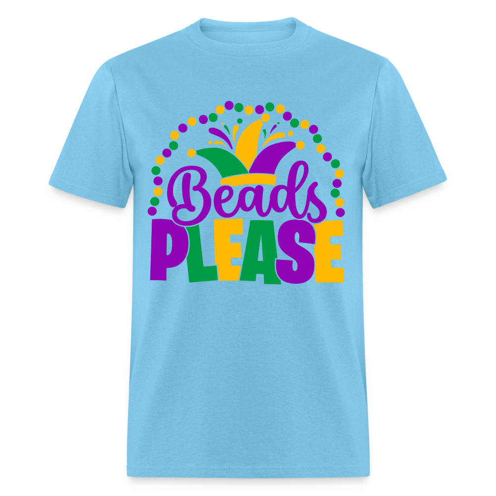 Beads Please T-Shirt (Mardi Gras) - aquatic blue