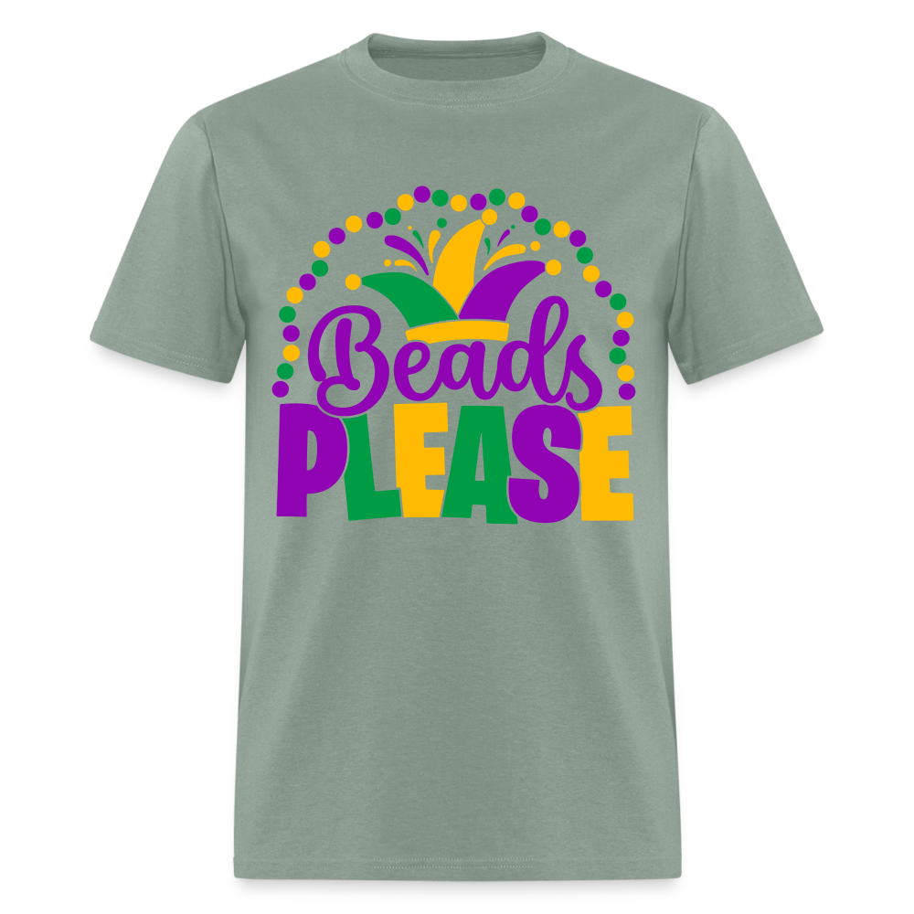 Beads Please T-Shirt (Mardi Gras) - sage