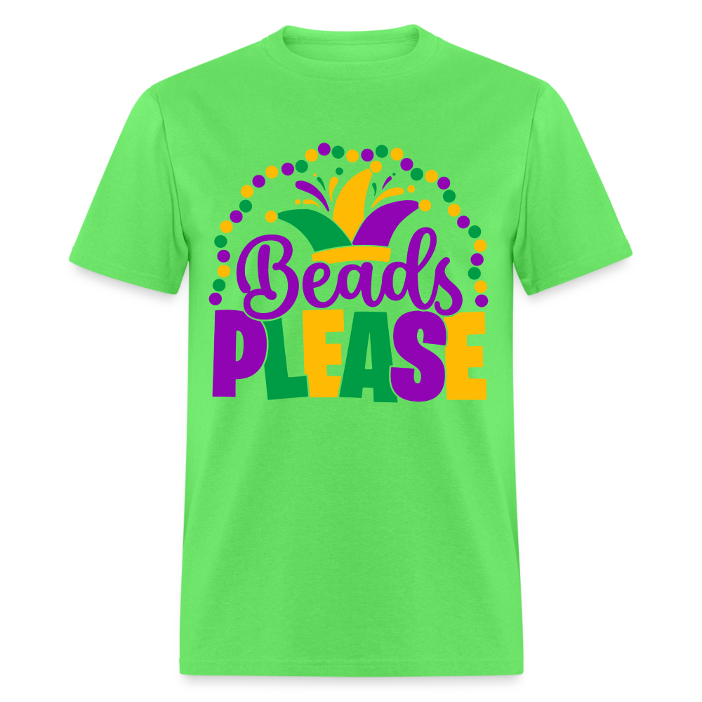 Beads Please T-Shirt (Mardi Gras) - kiwi