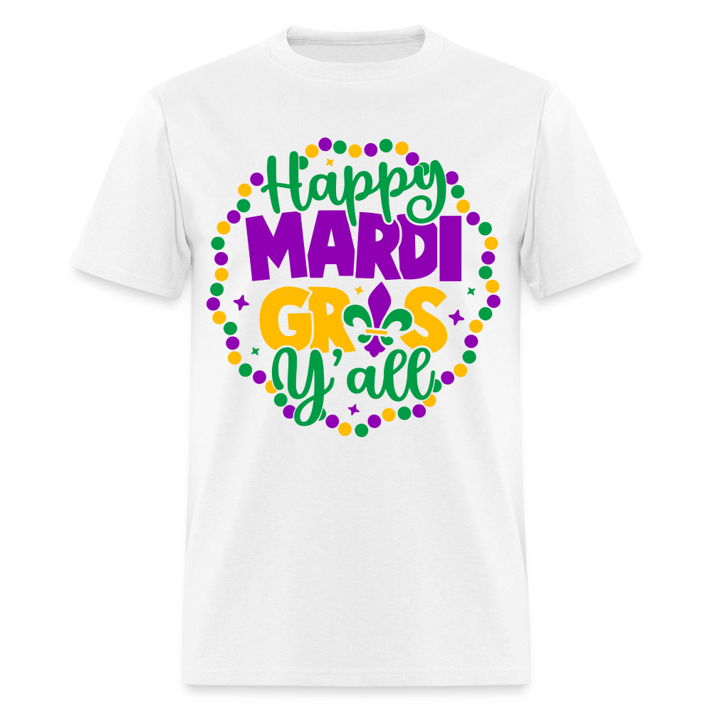 Happy Mardi Gras Y'all T-Shirt - white