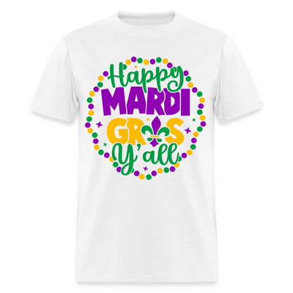 Happy Mardi Gras Y'all T-Shirt - white