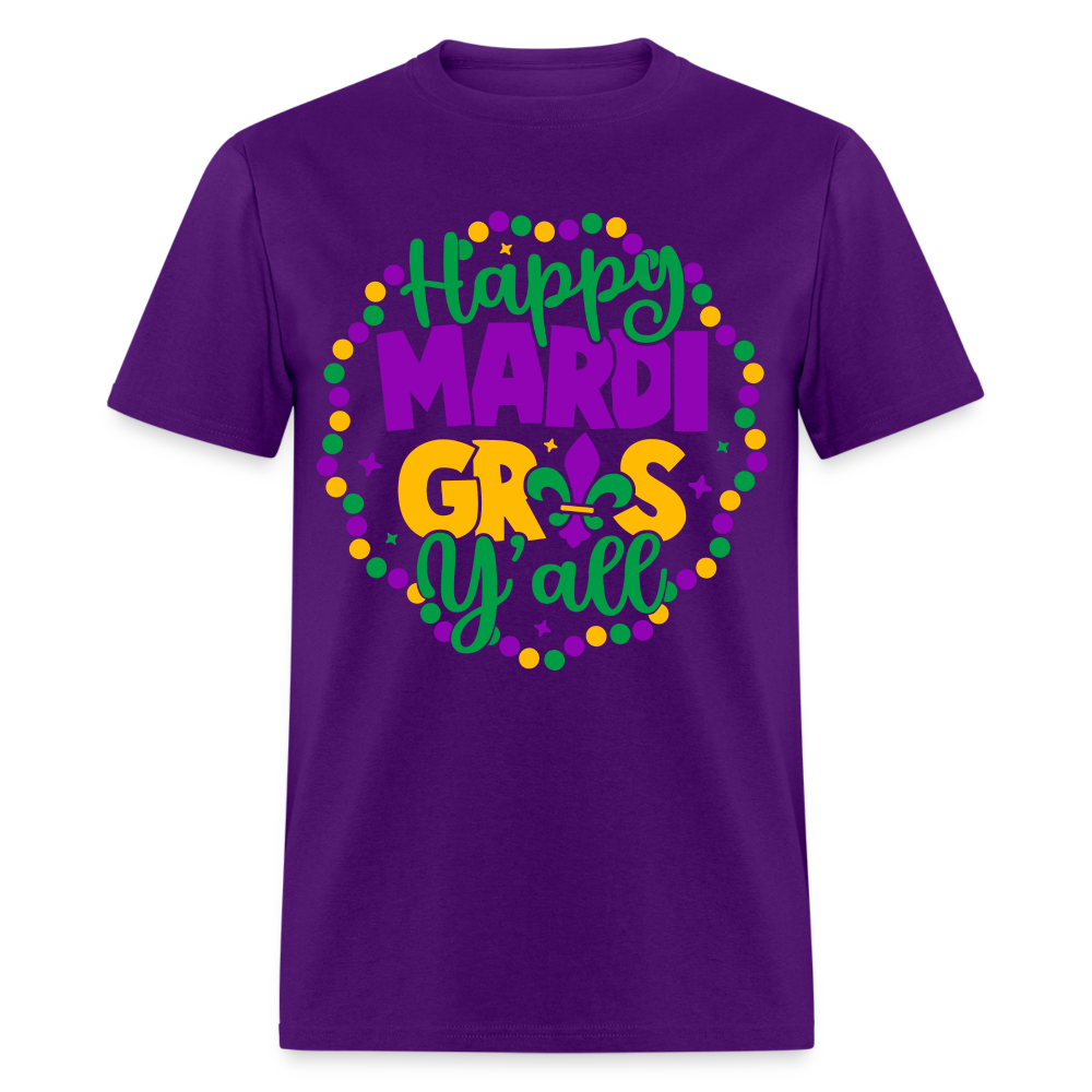 Happy Mardi Gras Y'all T-Shirt - purple