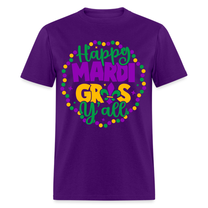 Happy Mardi Gras Y'all T-Shirt - purple