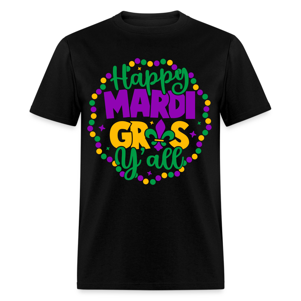 Happy Mardi Gras Y'all T-Shirt - black