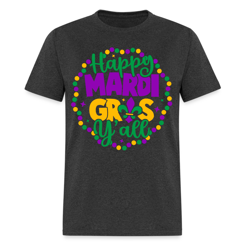 Happy Mardi Gras Y'all T-Shirt - heather black