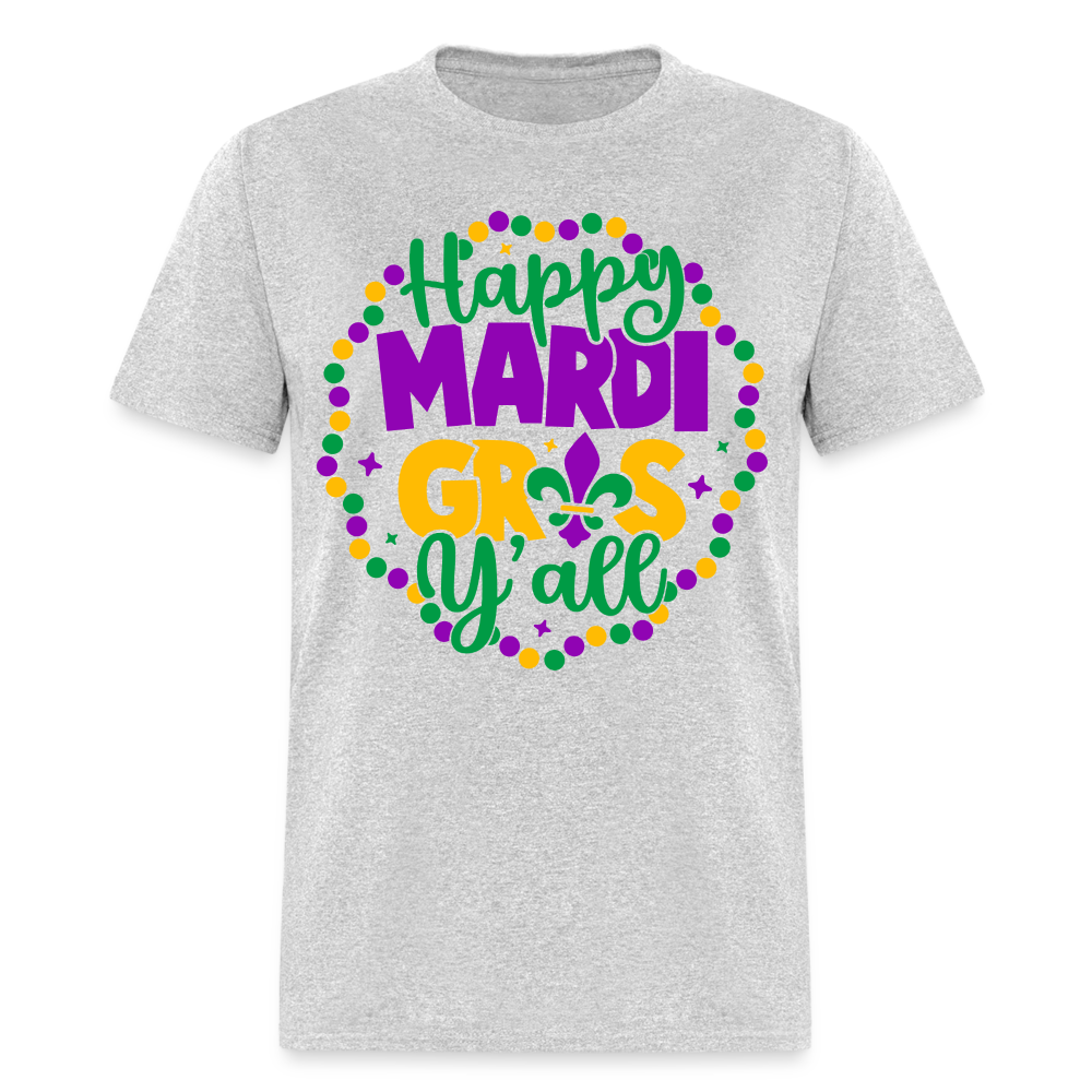 Happy Mardi Gras Y'all T-Shirt - heather gray