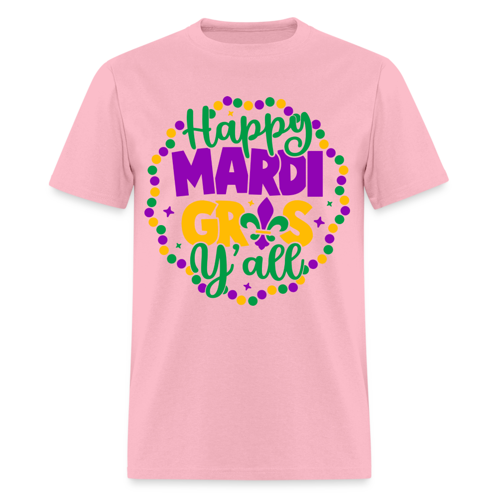 Happy Mardi Gras Y'all T-Shirt - pink