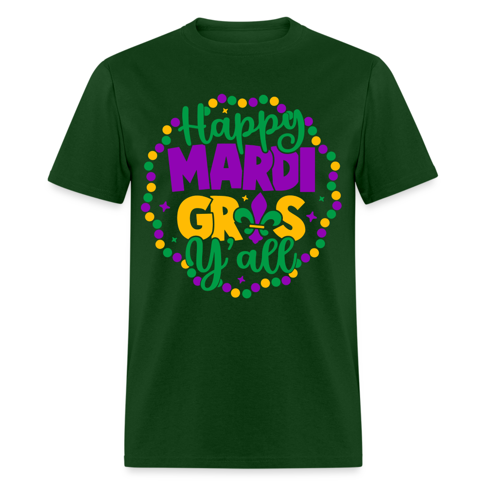 Happy Mardi Gras Y'all T-Shirt - forest green