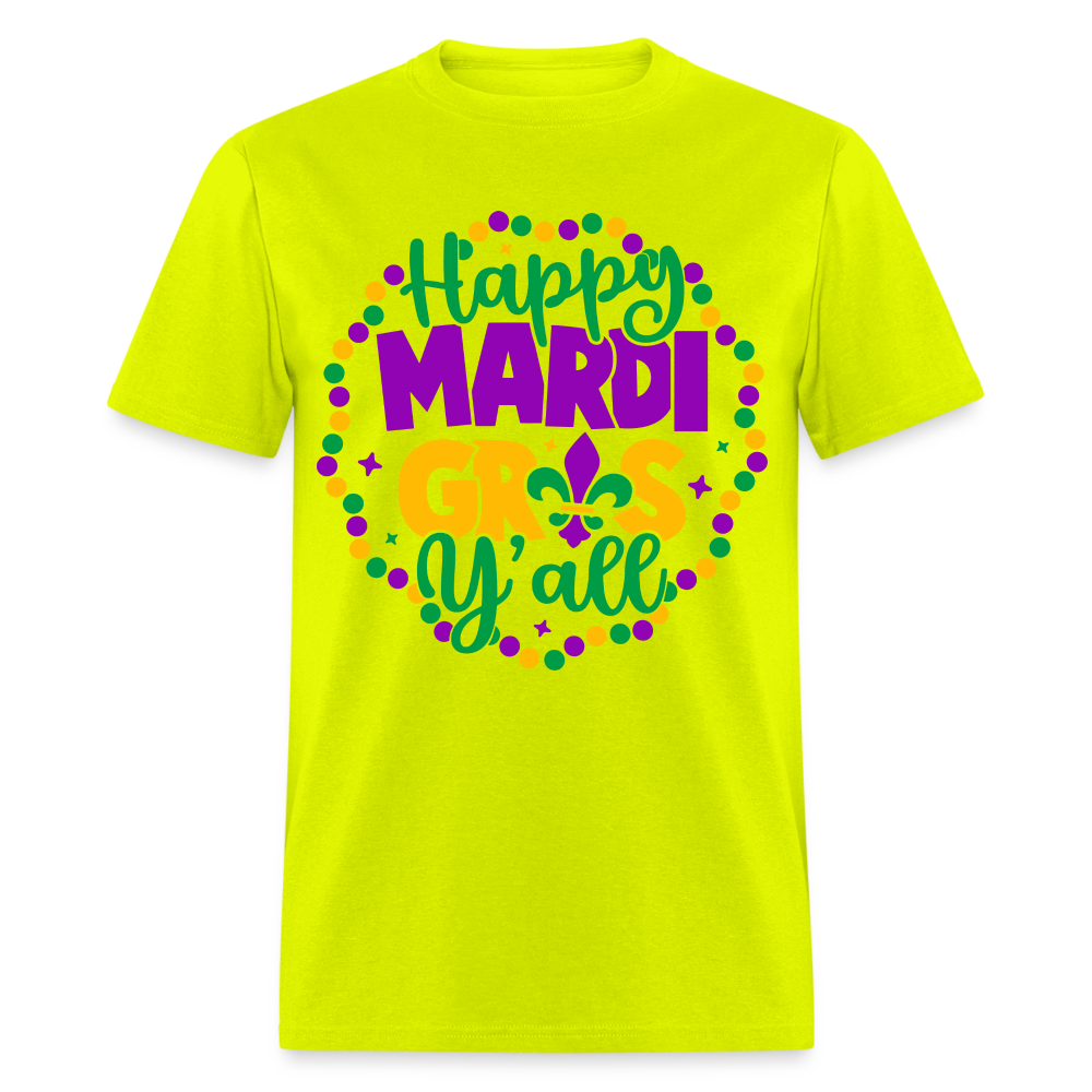 Happy Mardi Gras Y'all T-Shirt - safety green