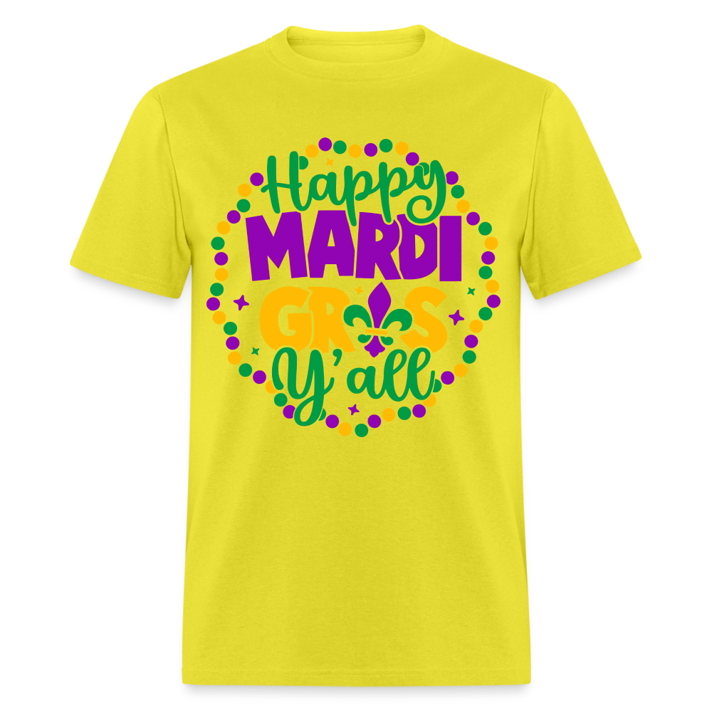 Happy Mardi Gras Y'all T-Shirt - yellow