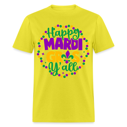 Happy Mardi Gras Y'all T-Shirt - yellow