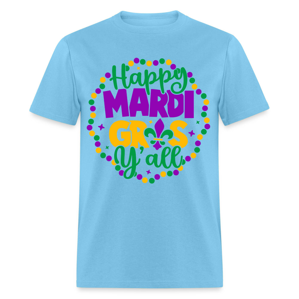 Happy Mardi Gras Y'all T-Shirt - aquatic blue