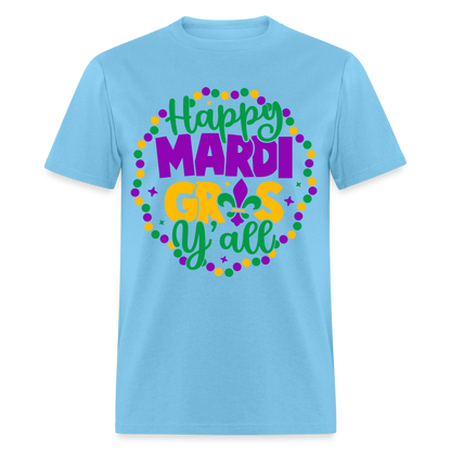 Happy Mardi Gras Y'all T-Shirt - aquatic blue