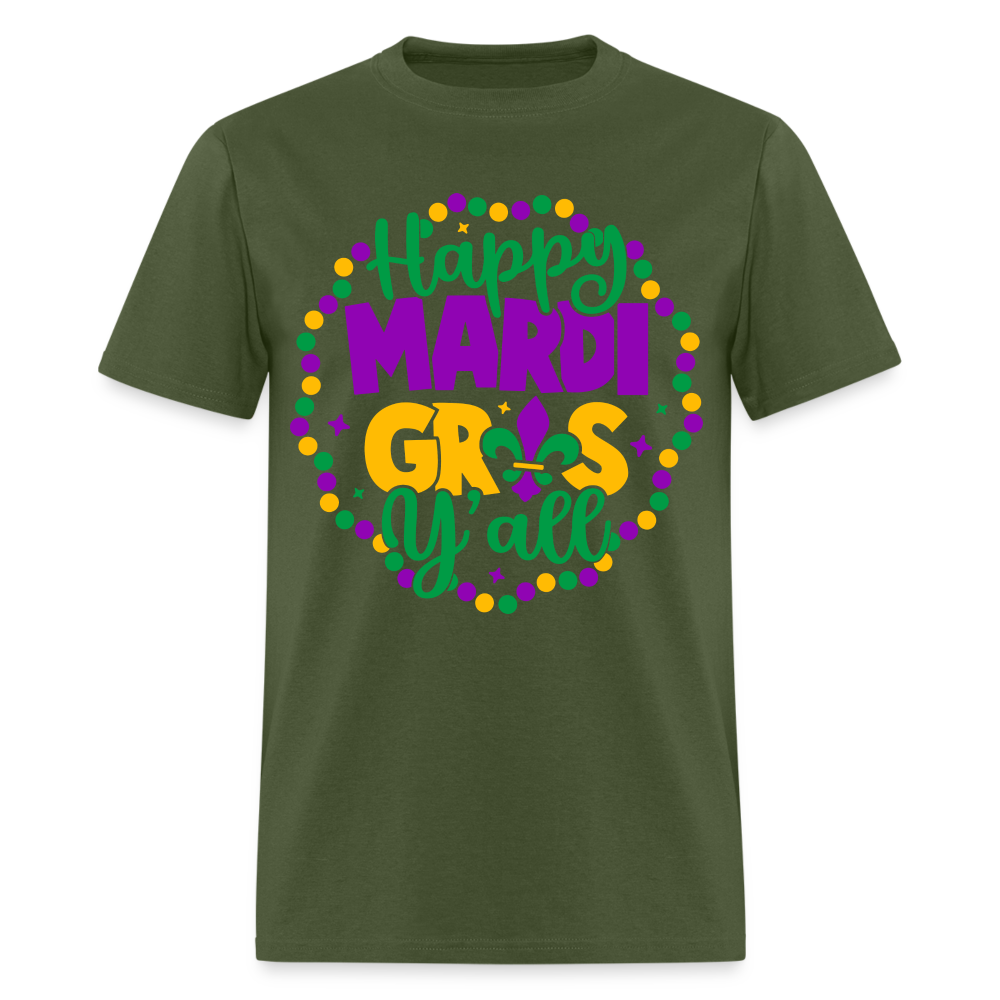 Happy Mardi Gras Y'all T-Shirt - military green