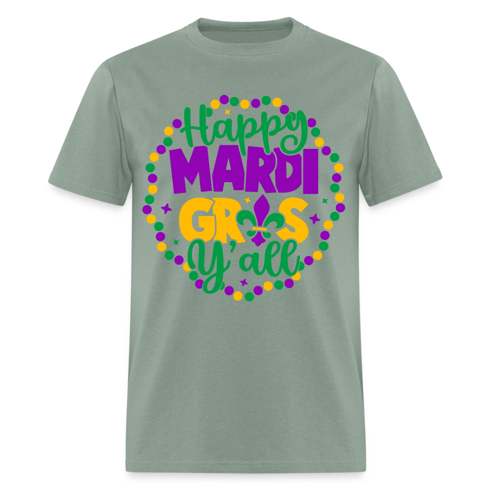 Happy Mardi Gras Y'all T-Shirt - sage