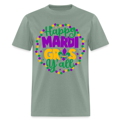 Happy Mardi Gras Y'all T-Shirt - sage