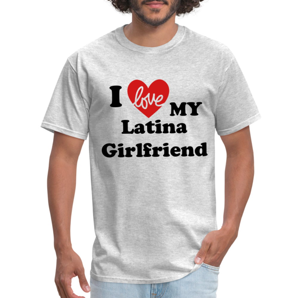 I Love My Latina Girlfriend T-Shirt (Personalize) - heather gray