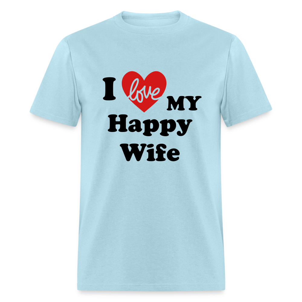 I Love My Happy Wife T-Shirt (Personalize) - powder blue