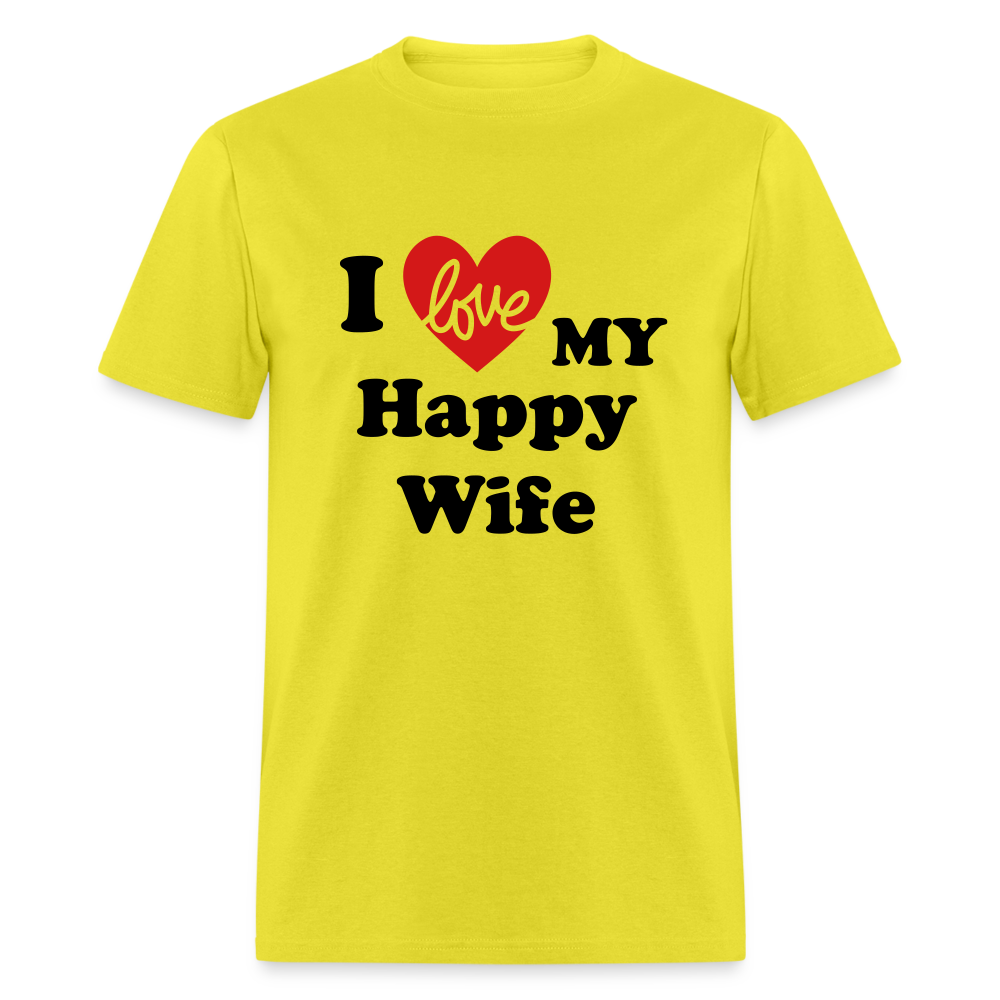 I Love My Happy Wife T-Shirt (Personalize) - yellow