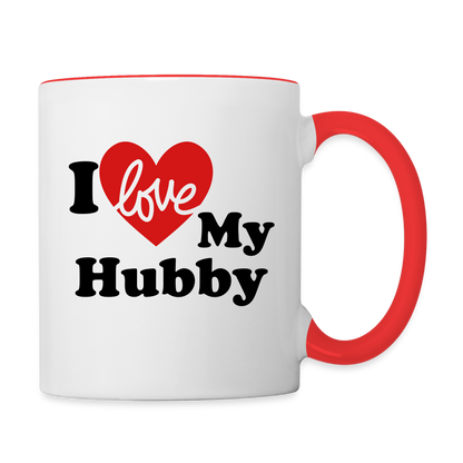 I Love My Hubby : Coffee Mug - white/red
