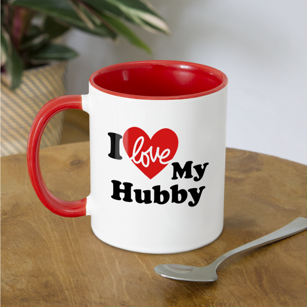 I Love My Hubby : Coffee Mug - white/red