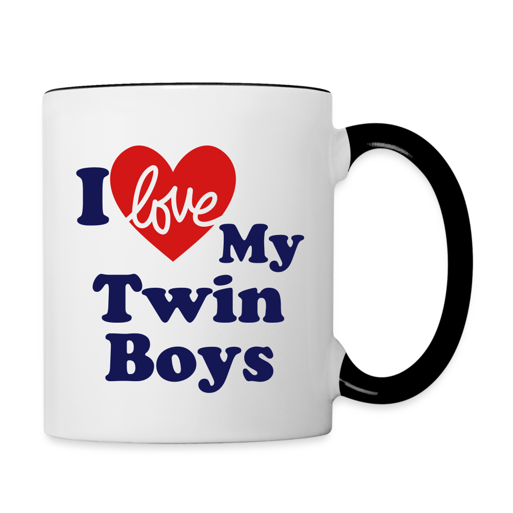 I Love My Twin Boys : Coffee Mug - white/black