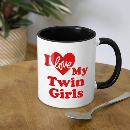 I Love My Twin Girls : Coffee Mug - white/black