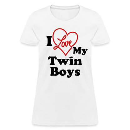 I Love My Twin Boys : Women's T-Shirt - white