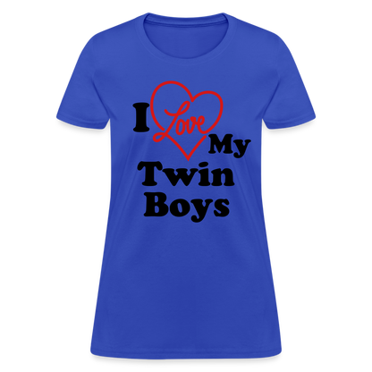 I Love My Twin Boys : Women's T-Shirt - royal blue