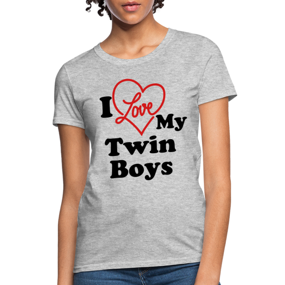 I Love My Twin Boys : Women's T-Shirt - heather gray