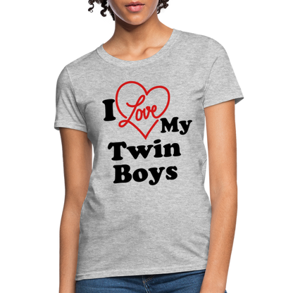 I Love My Twin Boys : Women's T-Shirt - heather gray